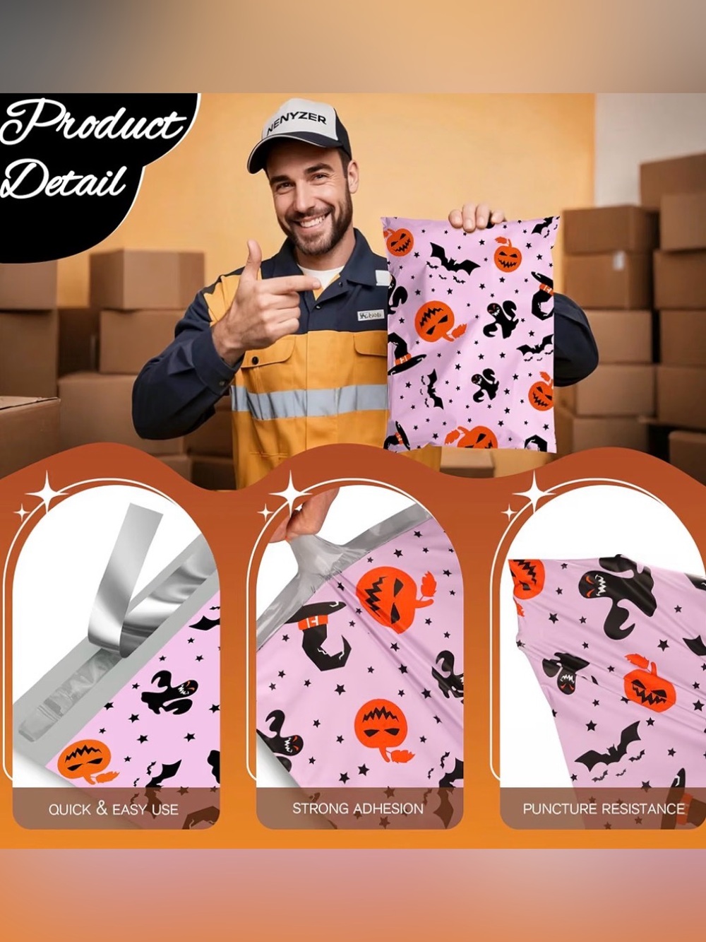 25 Pc Halloween 12”x15.5” Poly Mailers - Picture 3 of 4